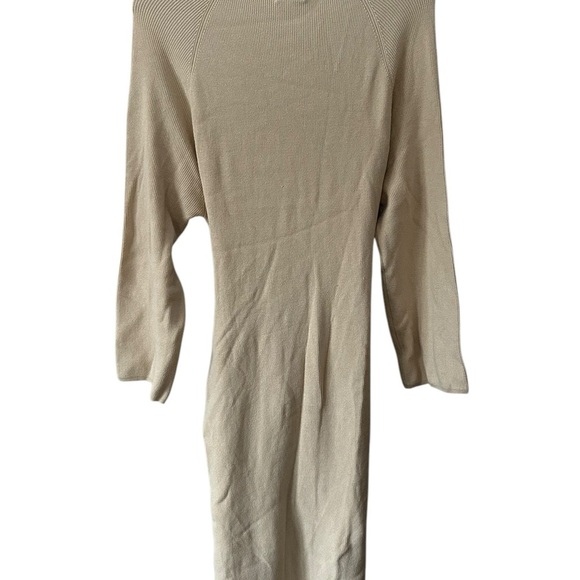 SNDYS Everyday Revolve Tied Up Ribbed Knit Dress Long Sleeve Beige Size Small - Picture 4 of 9